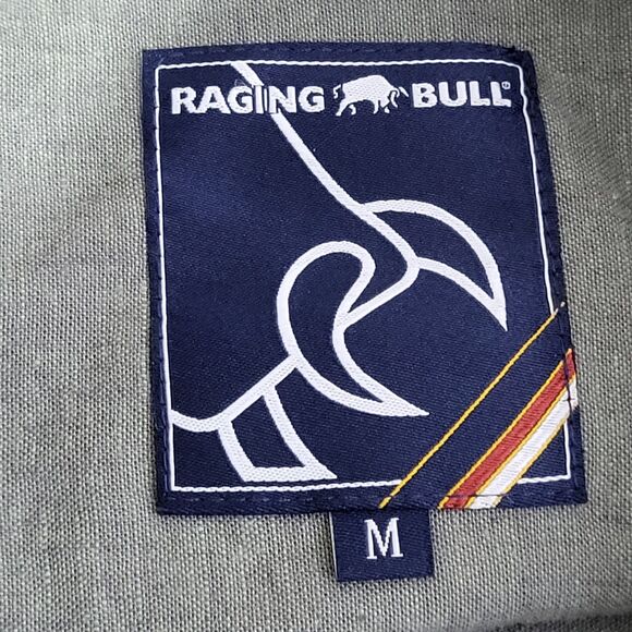 Raging Bull Button Up Shirt Mens Olive Size M Long Sleeve Linen Blend Logo NWT - Picture 12 of 16